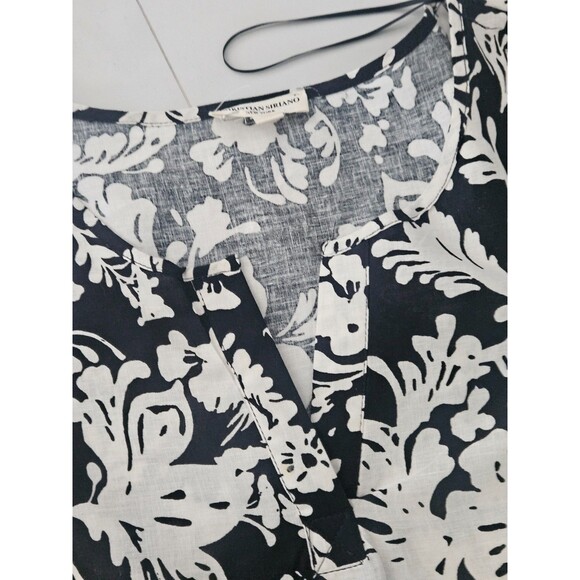 NWT Womens 1X Christian Siriano LINEN Blend Black & White Cap sleeve shirt - Picture 5 of 8